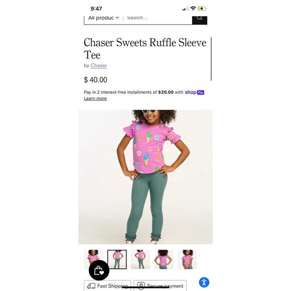 Girl's Shirts & Tops Chaser Kids Multi Ice cream Tee (Little Kid Size 7 - Picture 2 of 8